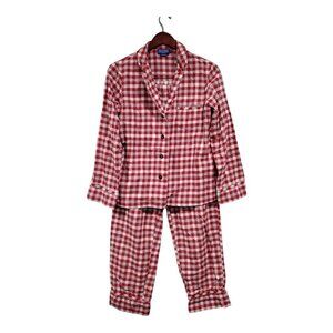 Pendleton 2 Piece Pajama Set Women's Red Plaid Shirt & Pants 100% Cotton Sz S
